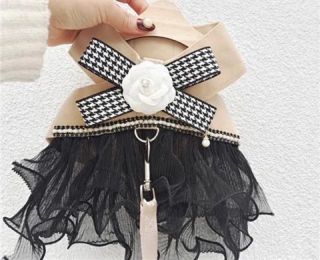 Cat Dog Vest Hand Holding Rope Dress Classic Houndstooth Black - Shop at LoveMi