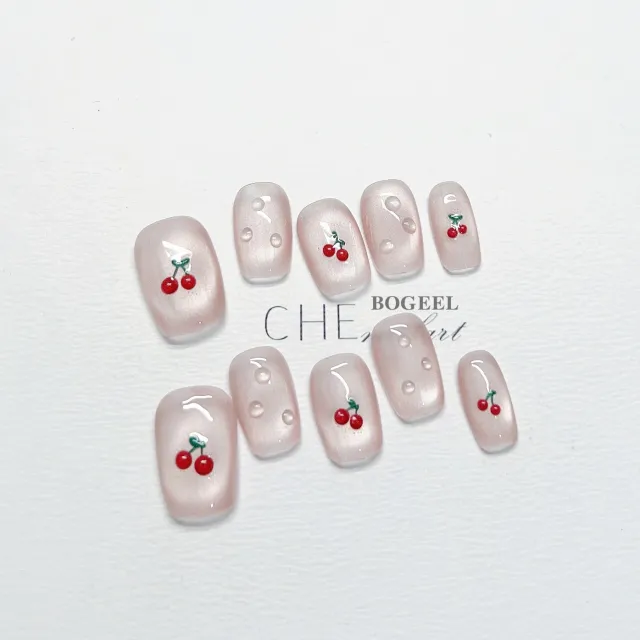 Hand painted Cherry Hand worn Manicure Rain Dew Cherry - Shop at LoveMi