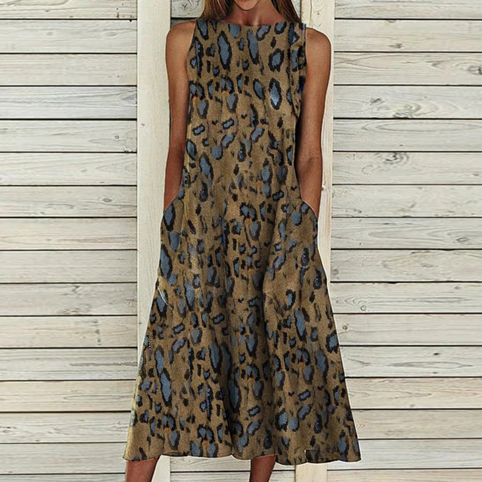 Sleeveless Pastoral Style Printed Casual Cool Vest Dress