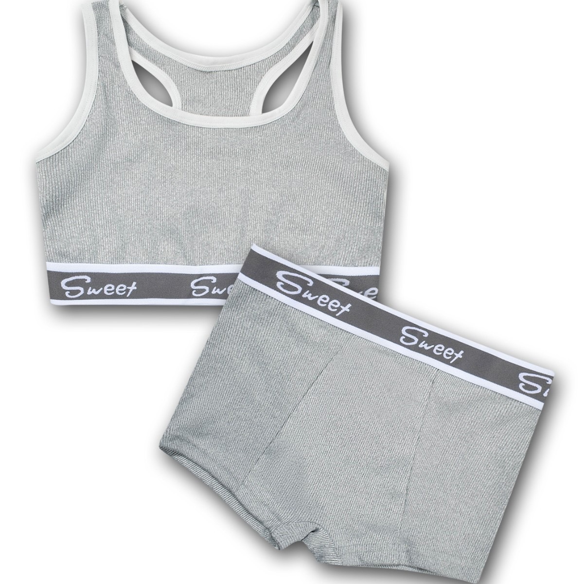 Cotton Wide-brimmed Letters Mid Waist Girl Sports Underwear Suit - Image 9