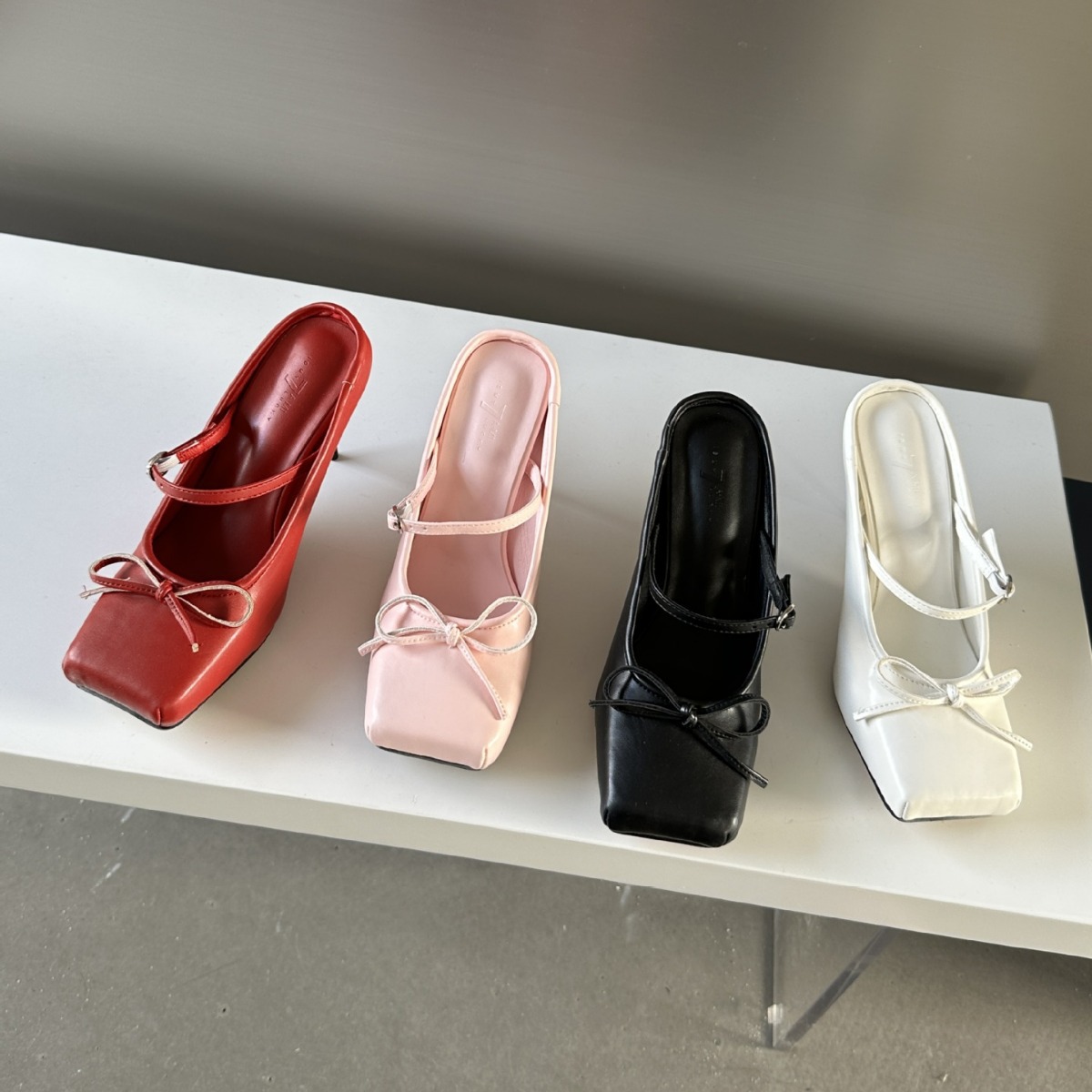 Open-Back Stiletto-Heel Mule Sandals With Closed Toe