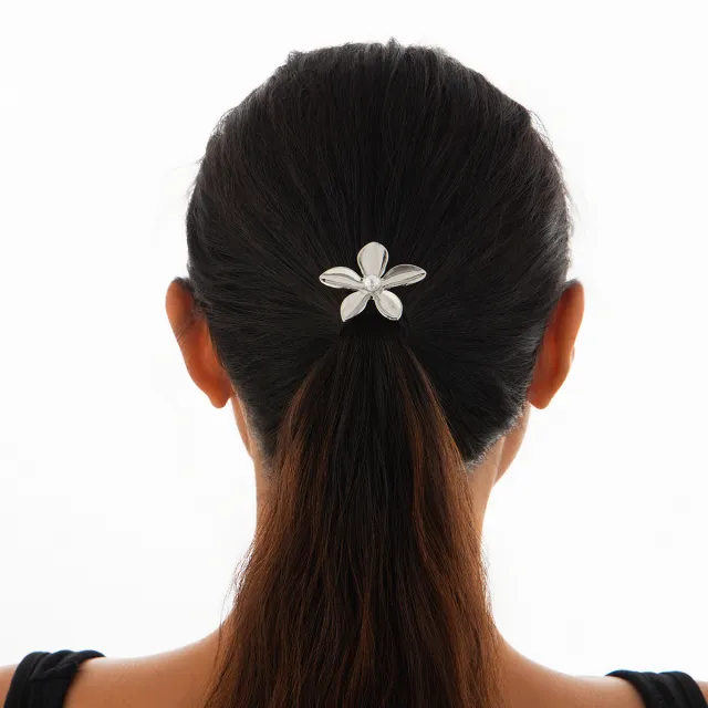 Five petal Flower Alloy Hair Accessories Stylish Glossy 01 White K0570 - Shop at LoveMi