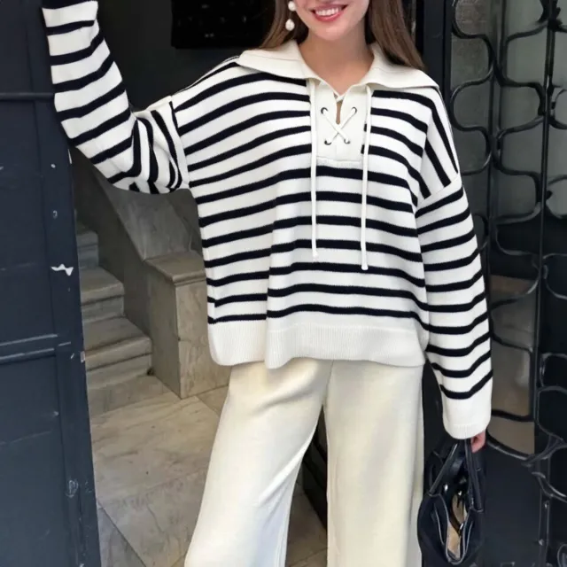 European And American Casual Style Women's Jacket Black And White Stripes - Shop at LoveMi