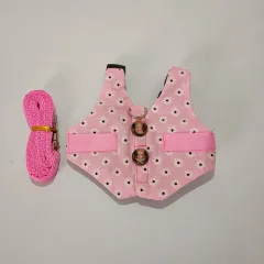 Rabbit Hand Holding Rope Cat Chest Strap - Pink Snowflake Dress - View 1