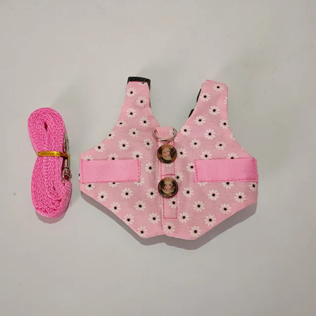 Rabbit Hand Holding Rope Cat Chest Strap Pink Snowflake Dress - Shop at LoveMi