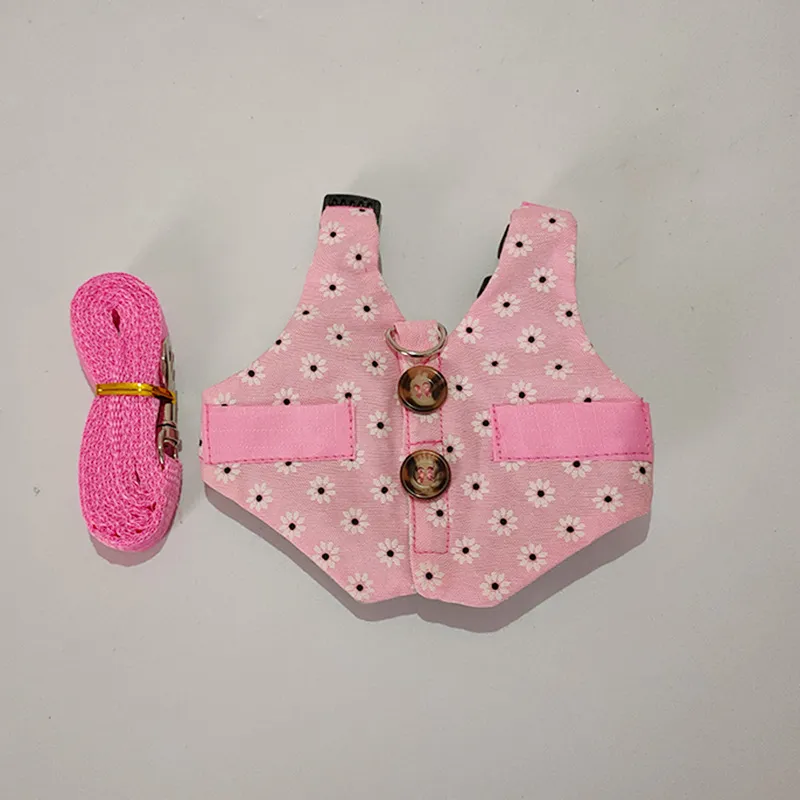 Rabbit Hand Holding Rope Cat Chest Strap - Pink Snowflake Dress