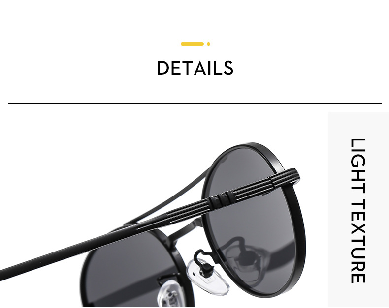 Dual-beam oval sunglasses C5 gold frame yellow lenses, outdoor lifestyle shot