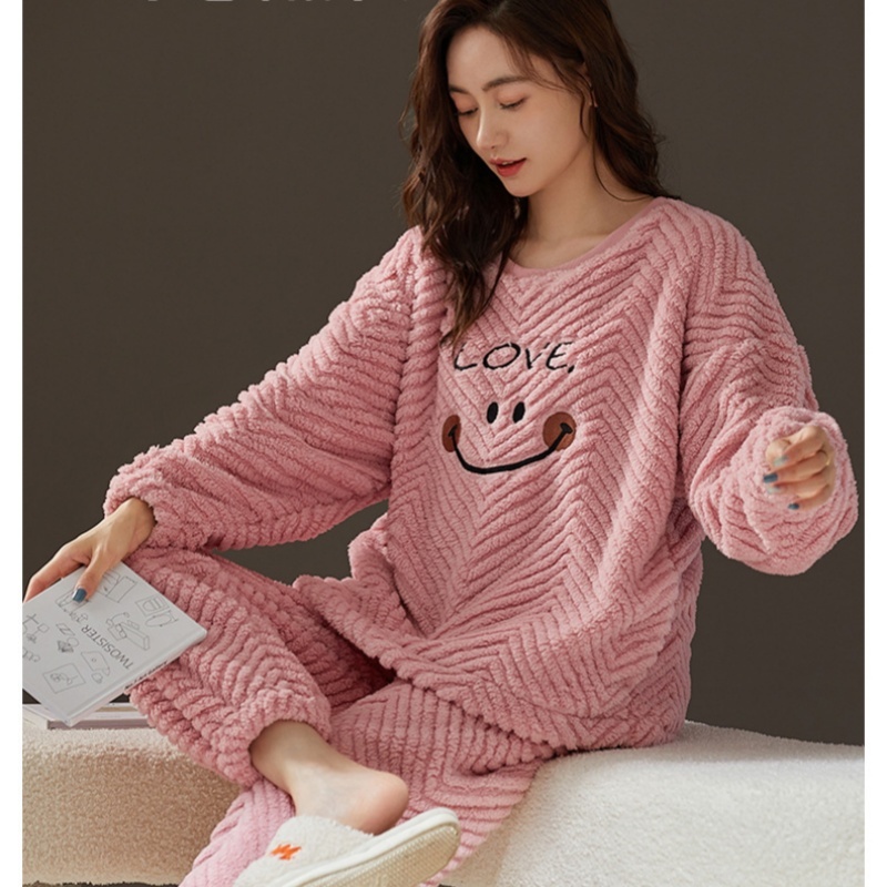 Couple Coral Fleece Thermal Pajamas Women's Long Sleeve Suit - Image 4