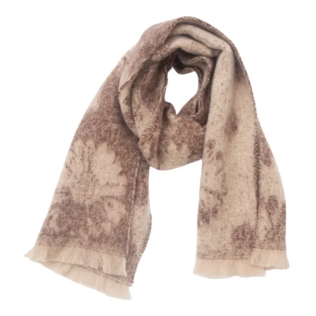Autumn And Winter Men's And Women's Jacquard Short Beard Flower Scarf 06 Brown Rice - Shop at LoveMi