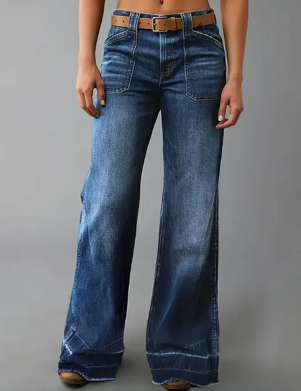 Retro High Waist Straight Loose Slimming And All matching Jeans Dark Blue - Shop at LoveMi