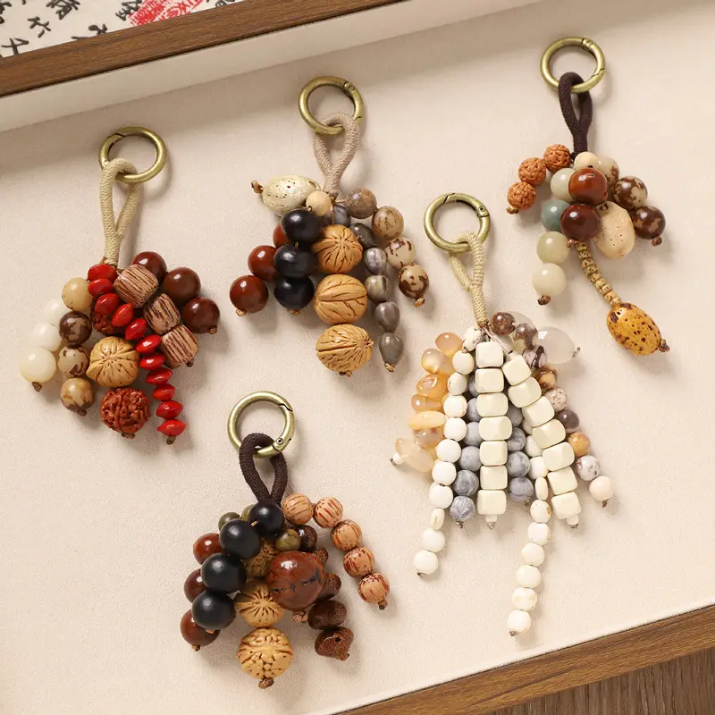 New Chinese-style Wish-Fulfillment Seed-Bead Bag Charm Keychain