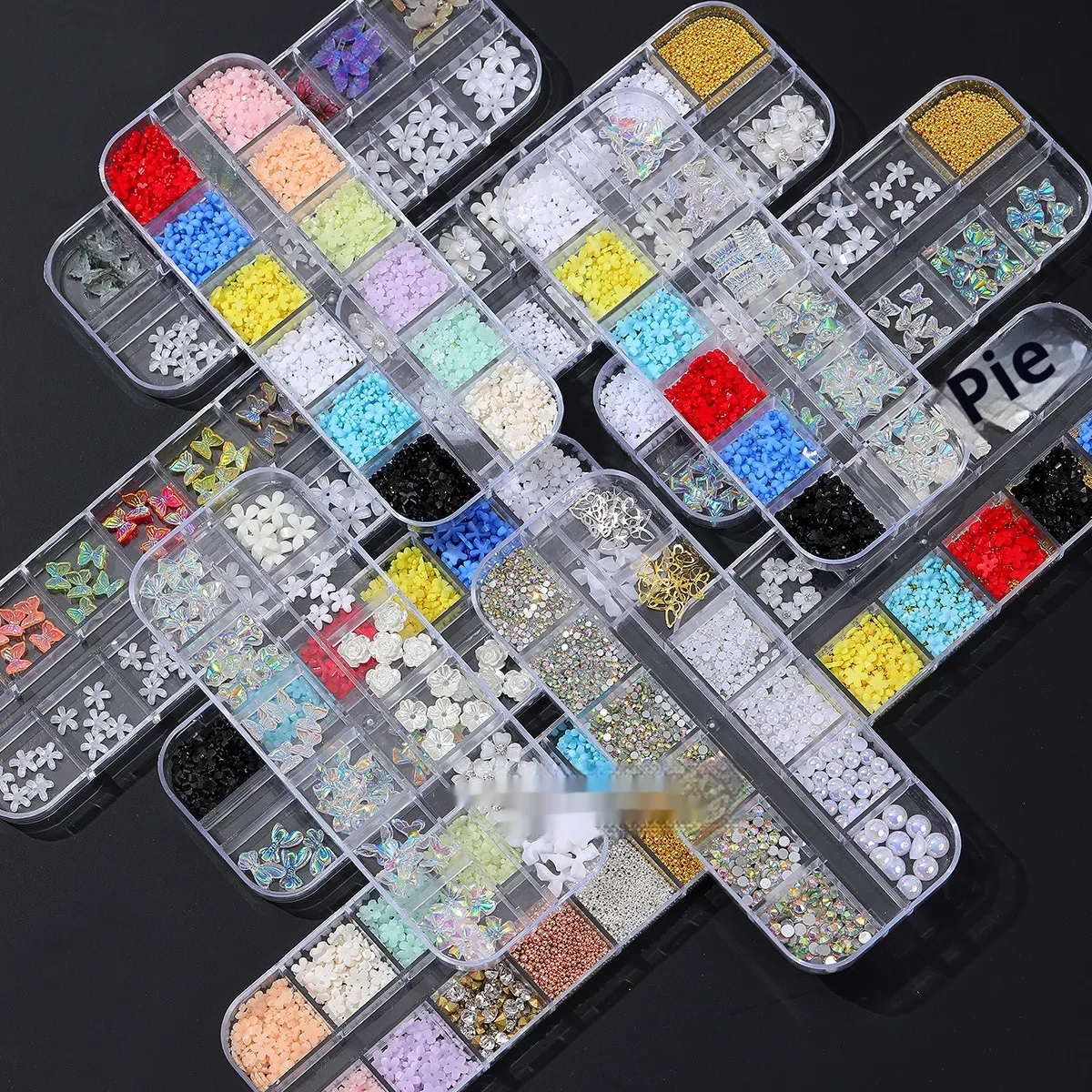 Resin Flower Butterfly Glass Manicure Diamond