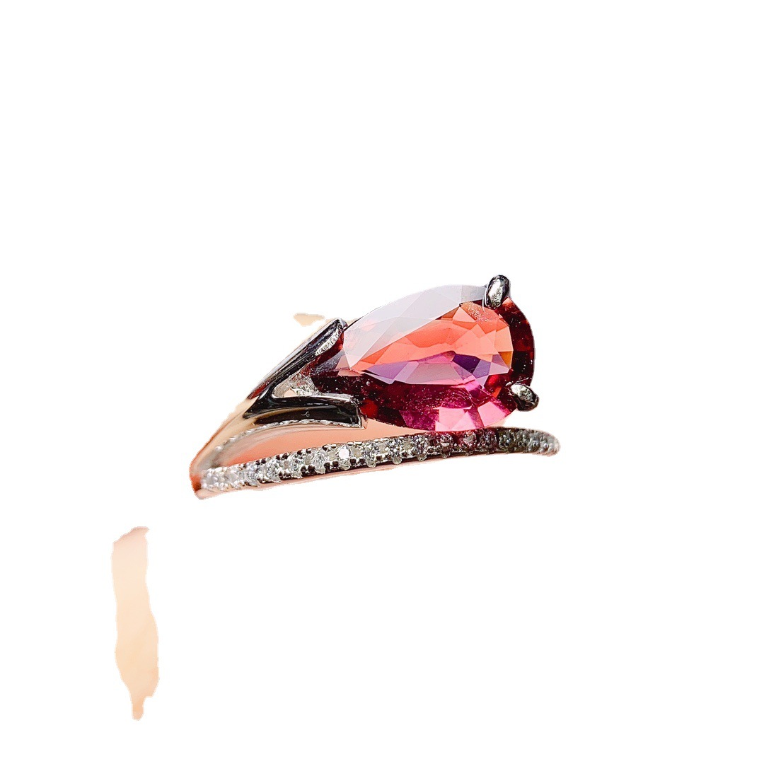 S925 Silver Inlaid Natural Tourmaline Ring - Image 3