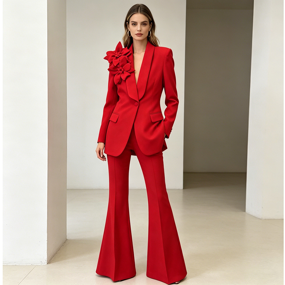 Women's Solid Color Flower Loose Suit Set 7