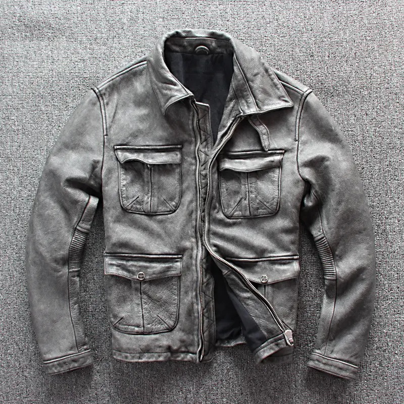 Men's Business Shirt Pocket Motorcycle Clothing Leather