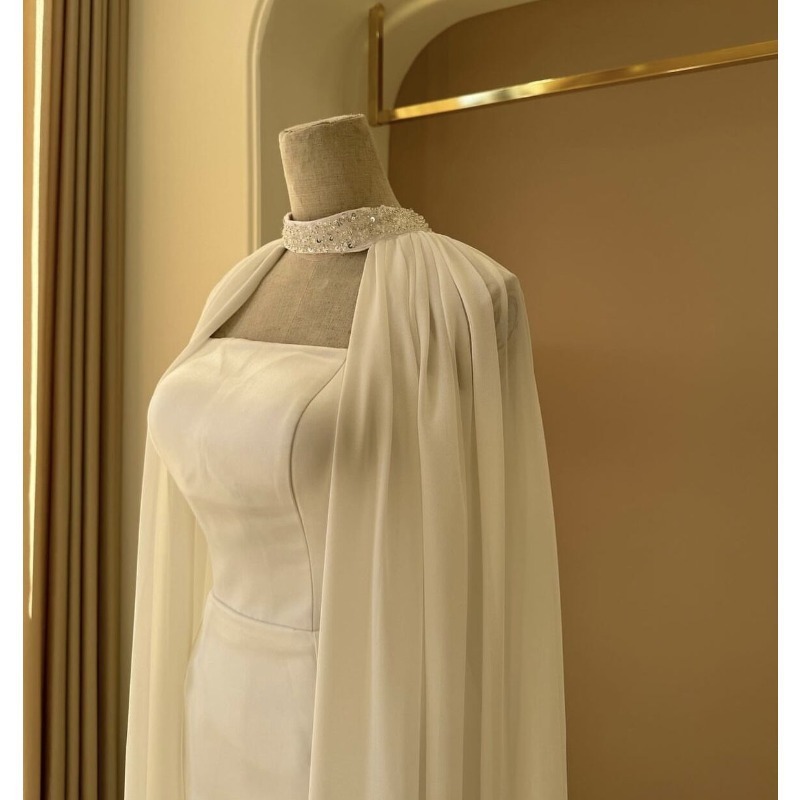 Chiffon Shawl Cape Evening Gown, picture 2 of 6
