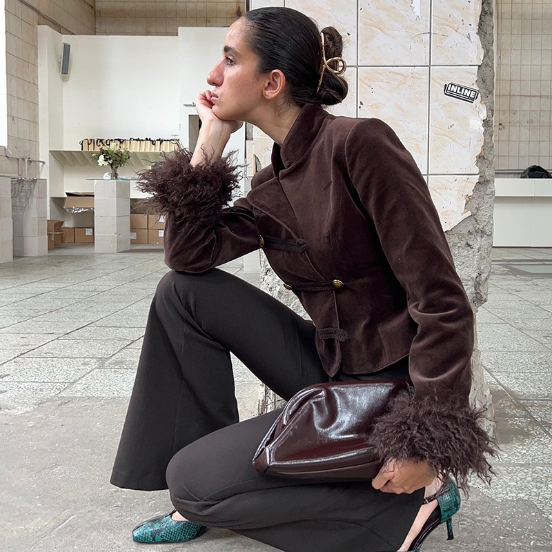 Women's dark brown long-sleeve jacket product image 10