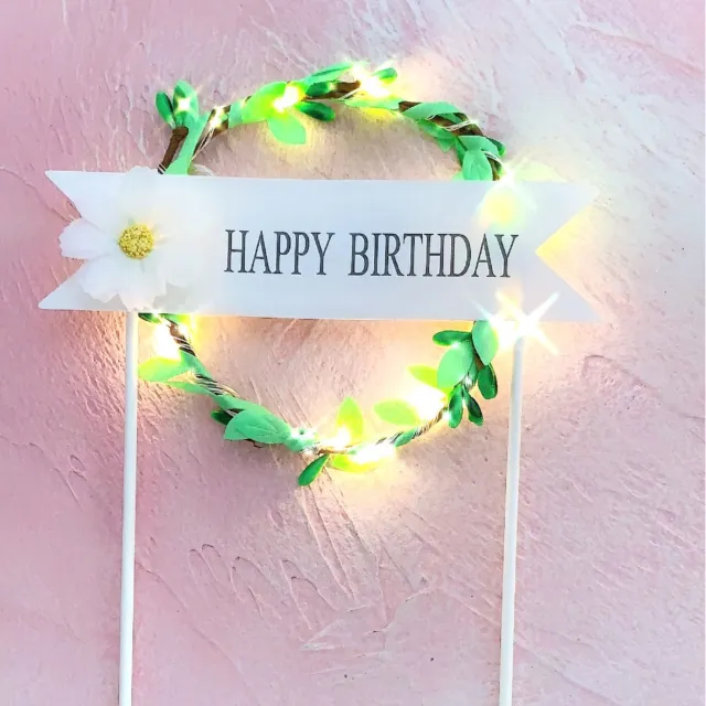 Creative Birthday Cake Round Garland Light Inserts Green With Light - Shop at LoveMi