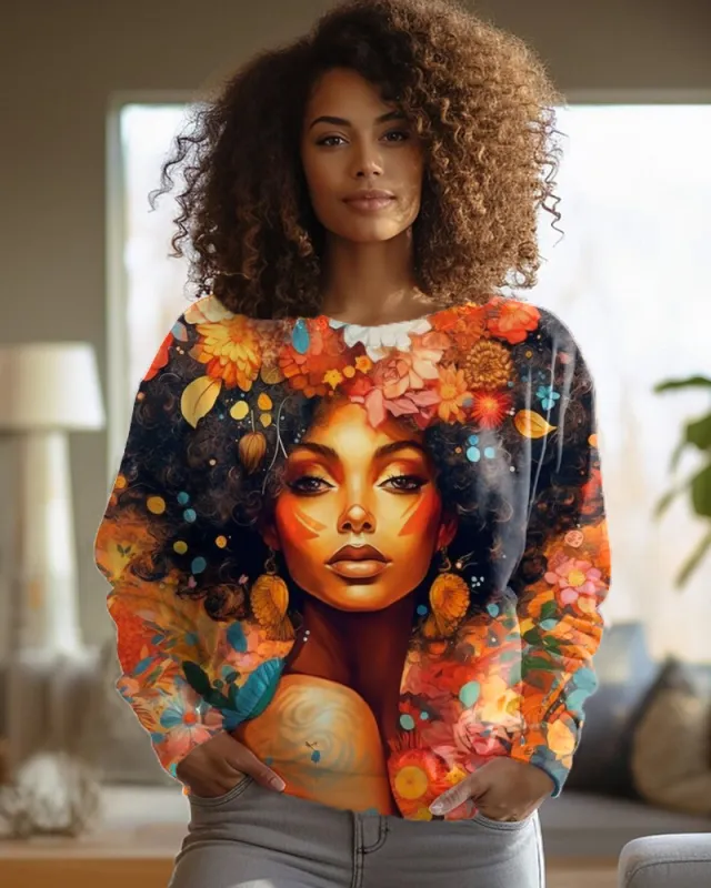 Polyester Women's Round neck Long sleeved Sweater Printing 3T2920 S - Shop at LoveMi