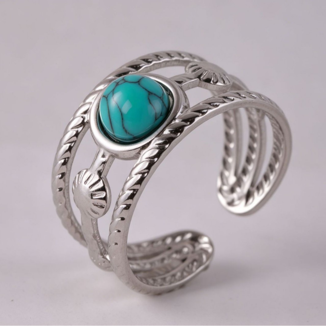 Wide-Band Imperial Vintage Turquoise Ring | Adjustable Openwork — view 4