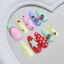 24-piece Almond-shaped Dopamine Ladybug French Polka-dot Nail Tipscute Sweet And Sparkling With Diamonds view 6