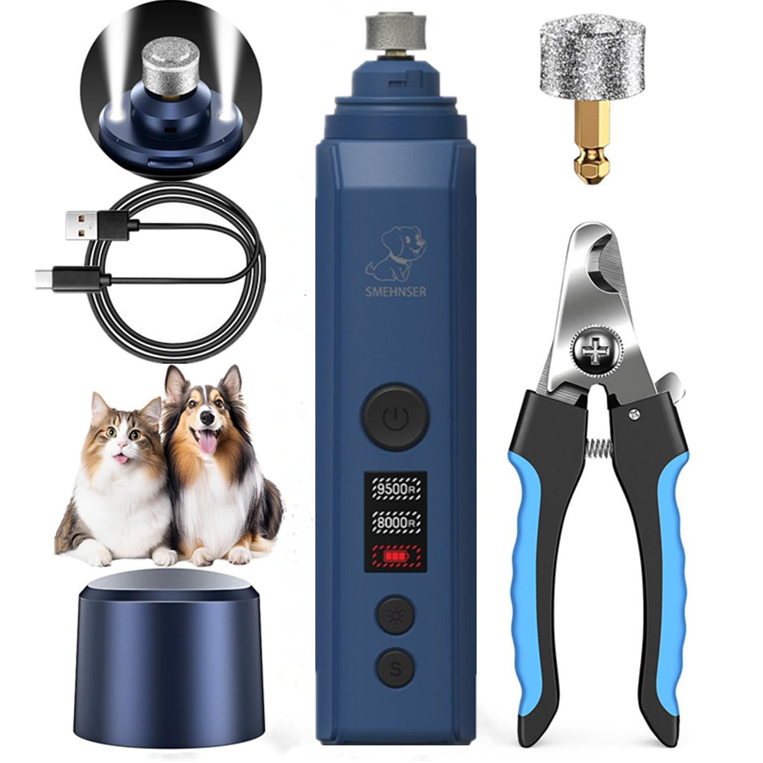 Pet Grooming Tool With Dual Lights And Non-Slip Handle