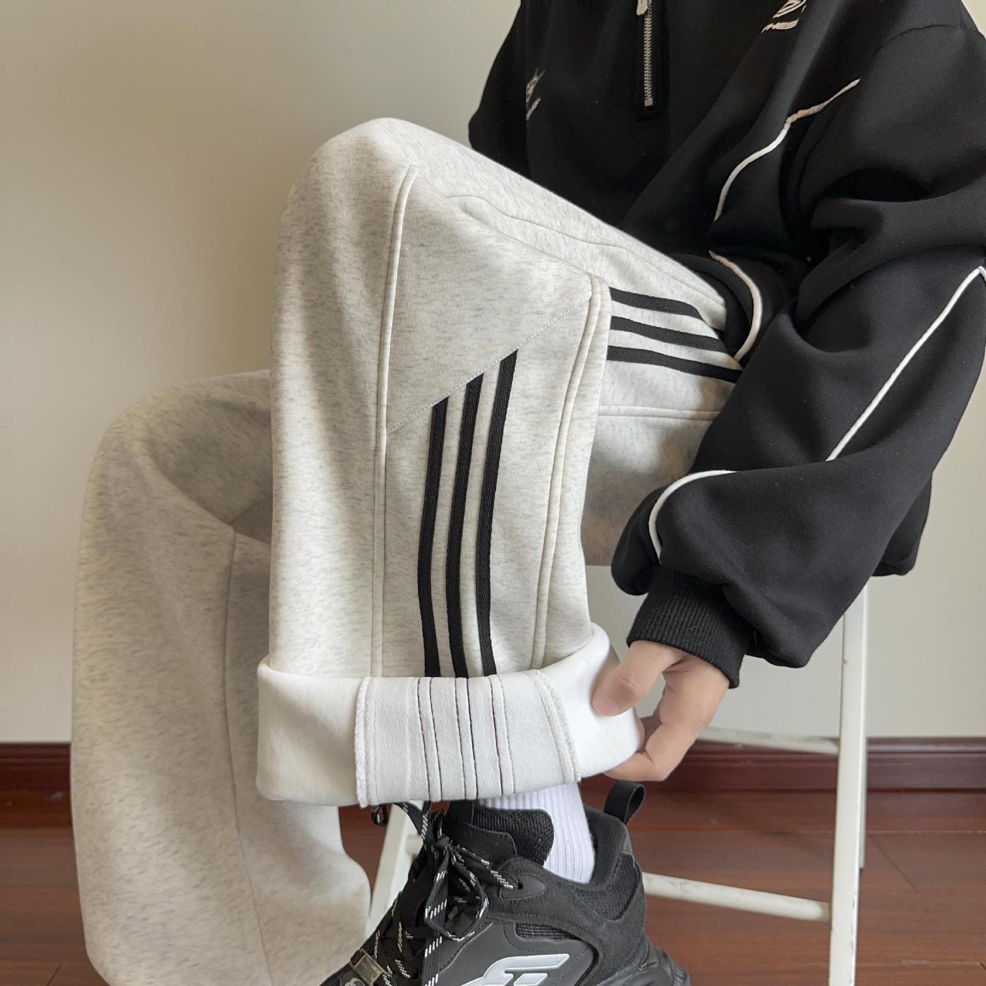 Thickened Korean style trendy sports striped loose casual sweatpants