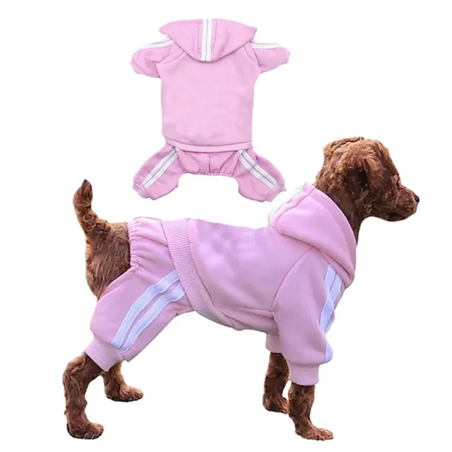 Hooded Casual Pet Dog Hoodie Striped Pink - Shop at LoveMi