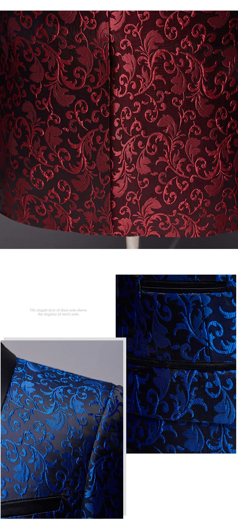 Men's Floral Suit Trousers Suit Slim-fit Banquet Stage Wear