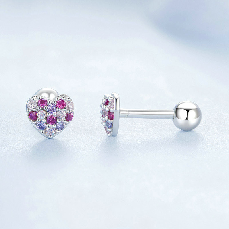 Colorful Love Mini Stud Earrings For Women