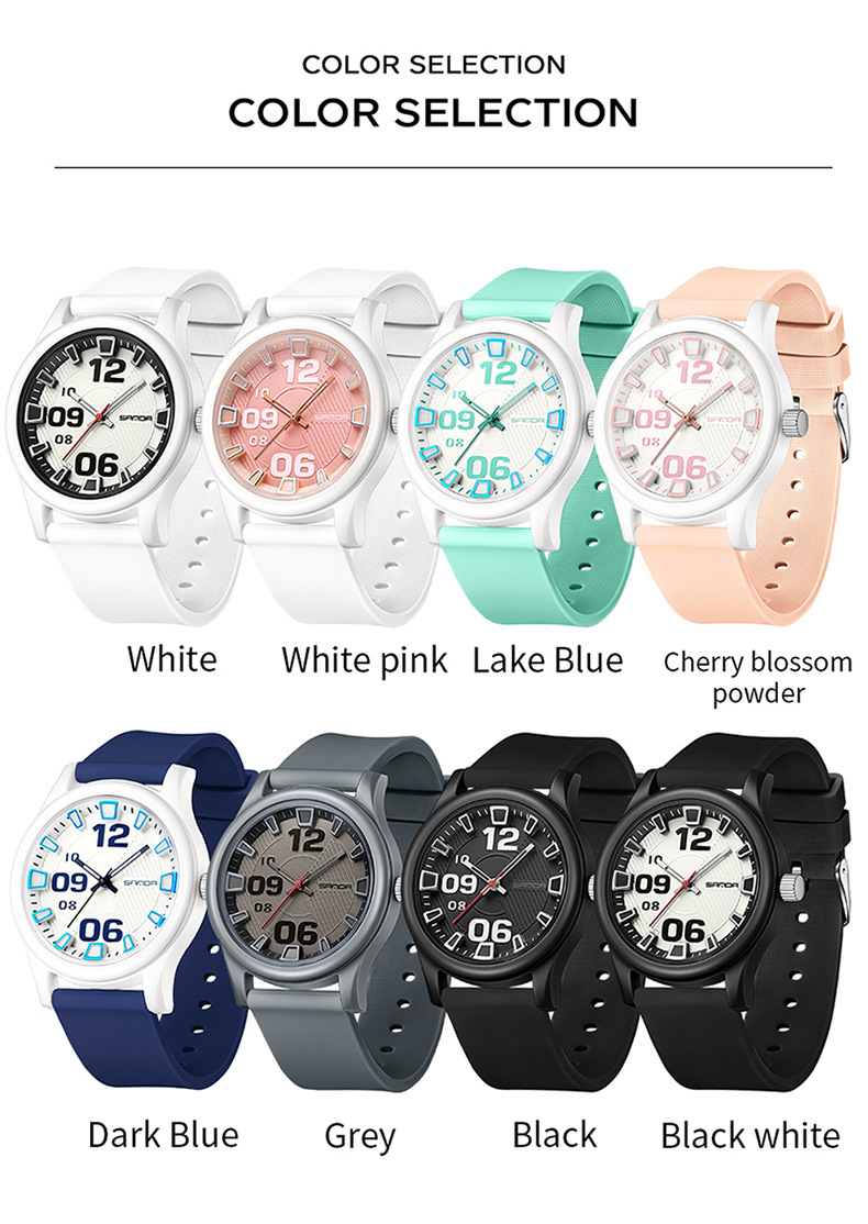 Sanda 3252 Waterproof Silicone Strap Quartz Watch For Teenagers Boys and Girls
