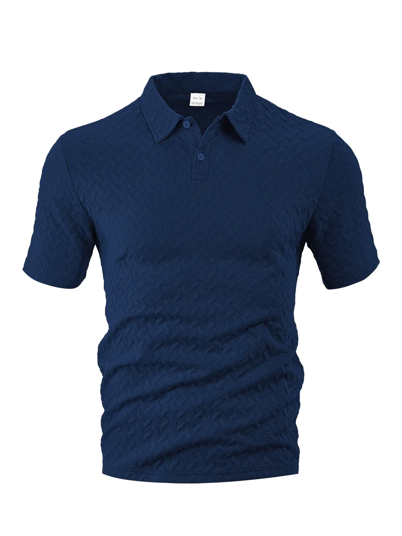 Mens Summer Solid-Color Waffle-Weave Short-Sleeve Shirt