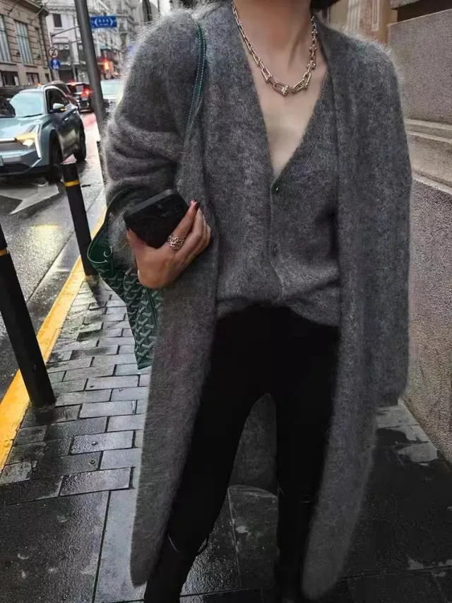 Sweaters Suit Adult Lady Like Woman Fried Street Gray Sweater Inner Vest - Shop at LoveMi
