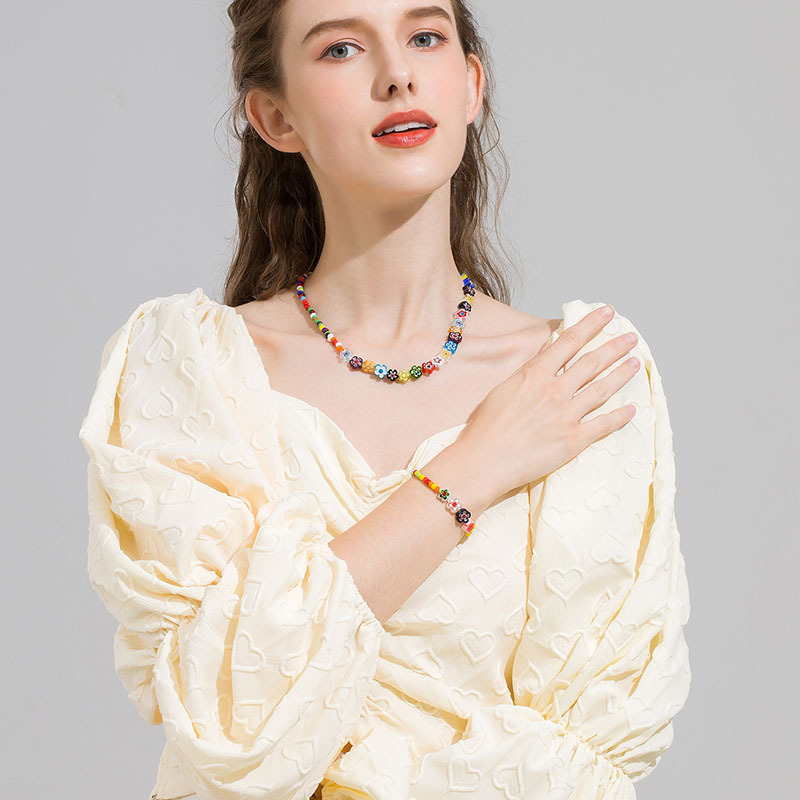 14K Real Gold Plated Glass Flower Bracelet