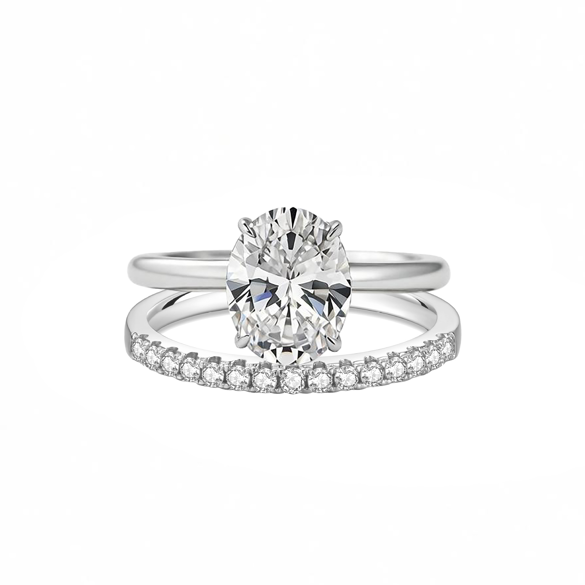 Oval Zircon Ring Set