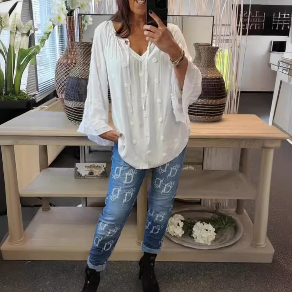 Women's New V-neck Bell Sleeve Top