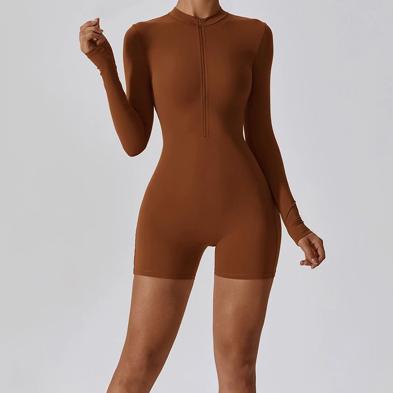High Elastic Yoga Jumpsuit Women's Comfortable Light Brown - Shop at LoveMi
