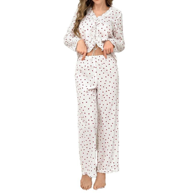 Sweet Heart-Print Pajama Set For Women - Image 3