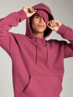 Colourful Couple Hoodie With Drawstring Eye Mask - Rose Red - View 1