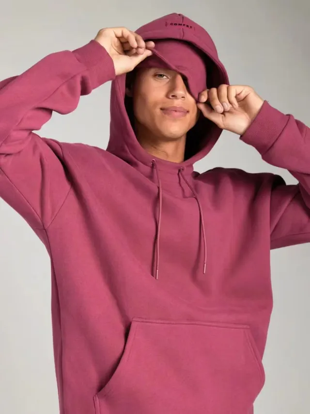 Colorful Couple Hoodie With Drawstring Eye Mask Rose Red - Shop at LoveMi
