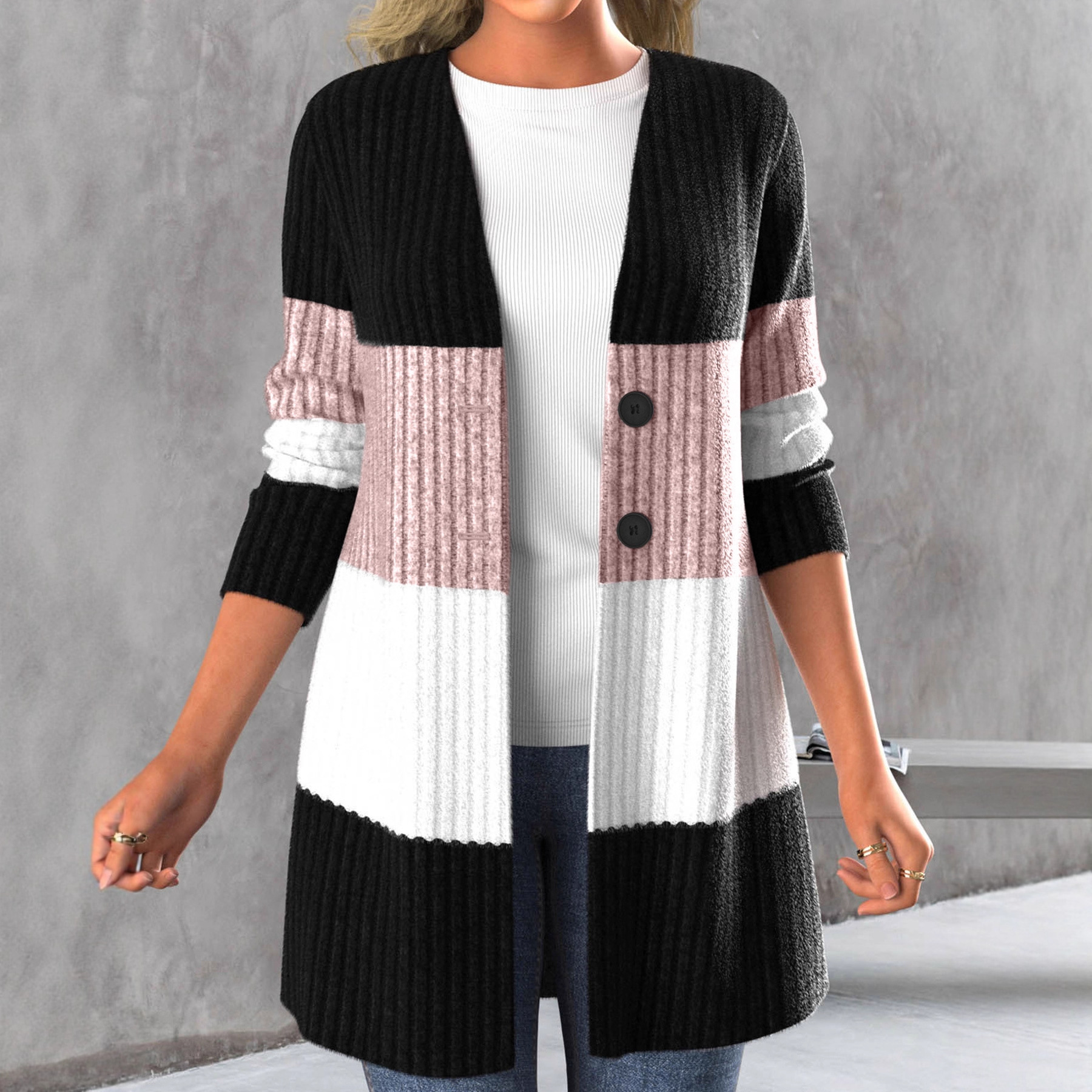 Women's Long-sleeve Striped Bohemian-style Jacket - Image 6