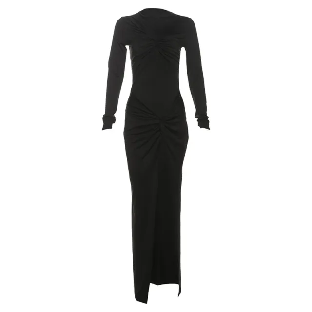 High Slit High Waist Slim Fit Dress Women Black - Shop at LoveMi