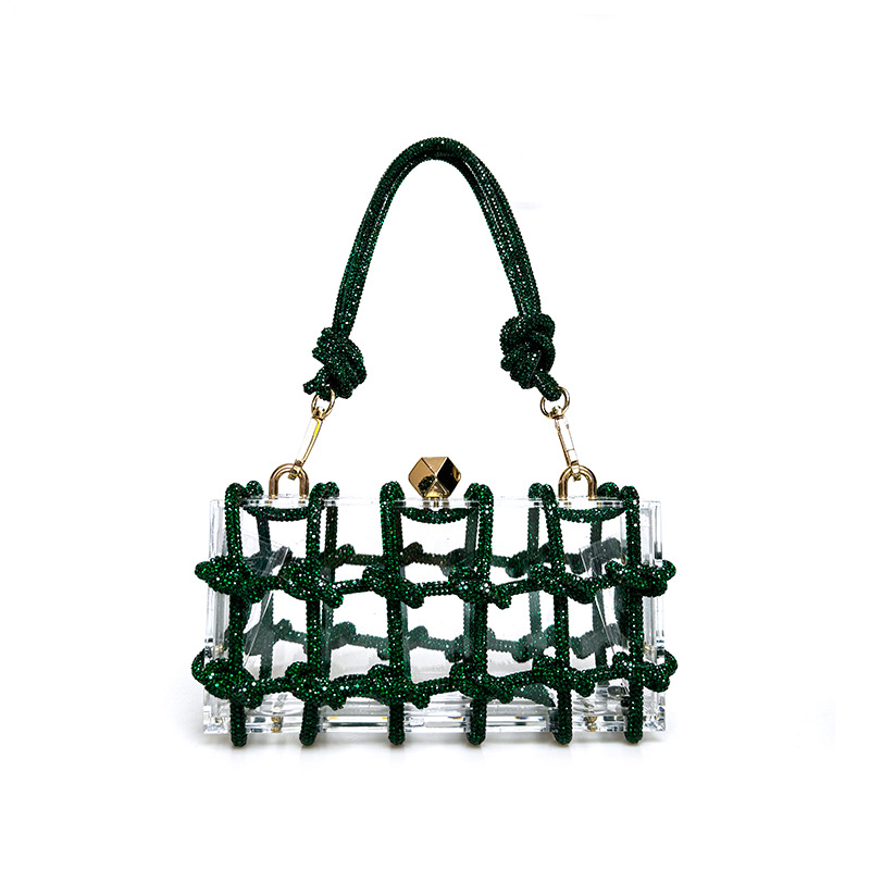 French Sweet Shiny Rhinestone Banquet Small Square Bag — foto 3