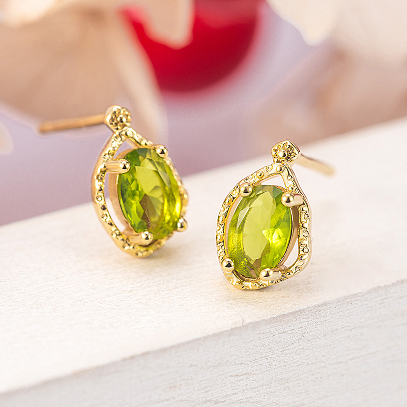 Olivine Same Style Cute And Simple Necklace Ear Stud