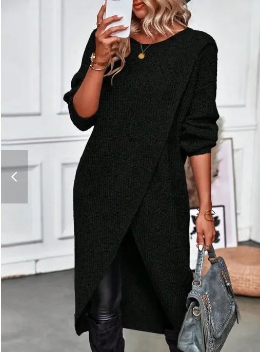 Women's Knitted Long Dress And Coat Black - Shop at LoveMi