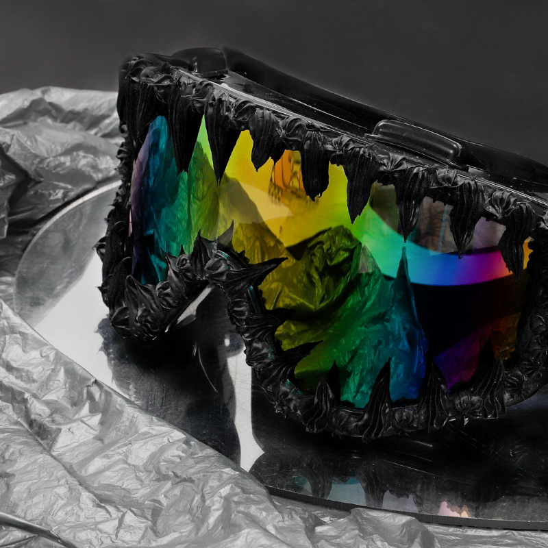 Dripping-Resin Glittery Reflective Sunglasses In Hip-HopRock Style