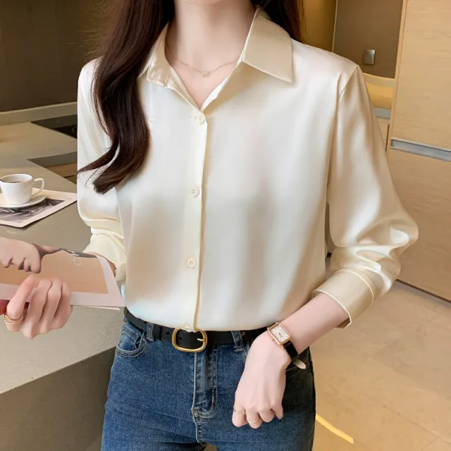 Non ironing Anti wrinkle Satin Shirt For Women Champagne 2Xl - Shop at LoveMi