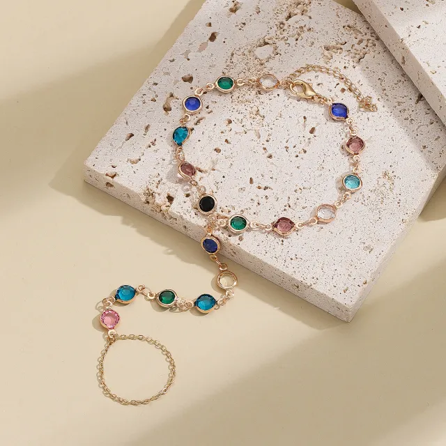 Bohemian Style Colorful Crystal Chain Bracelet Colorful Crystal Bracelet - Shop at LoveMi