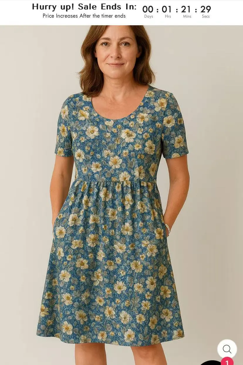 Round Neck Collar T-shirt Short Sleeve Stitching Pocket Skirt - 02Color-4Xl