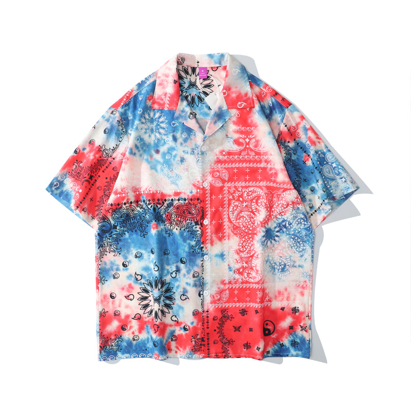 Title 2, Hawaiian Beach Short Sleeve Cashew Flower Shirt...